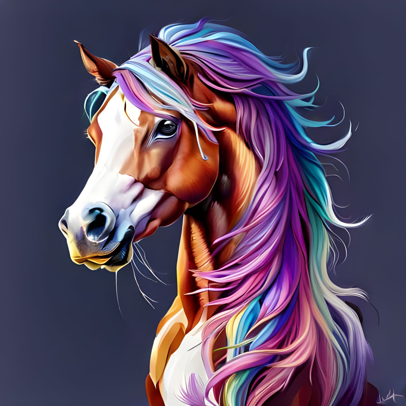 Adorable Horse Holds Pencil in Hyperrealistic Splash Art