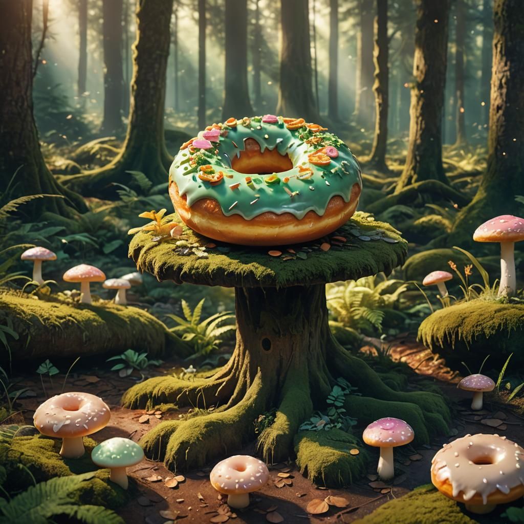Mystical Forest Donut: Fantasy Concept Art