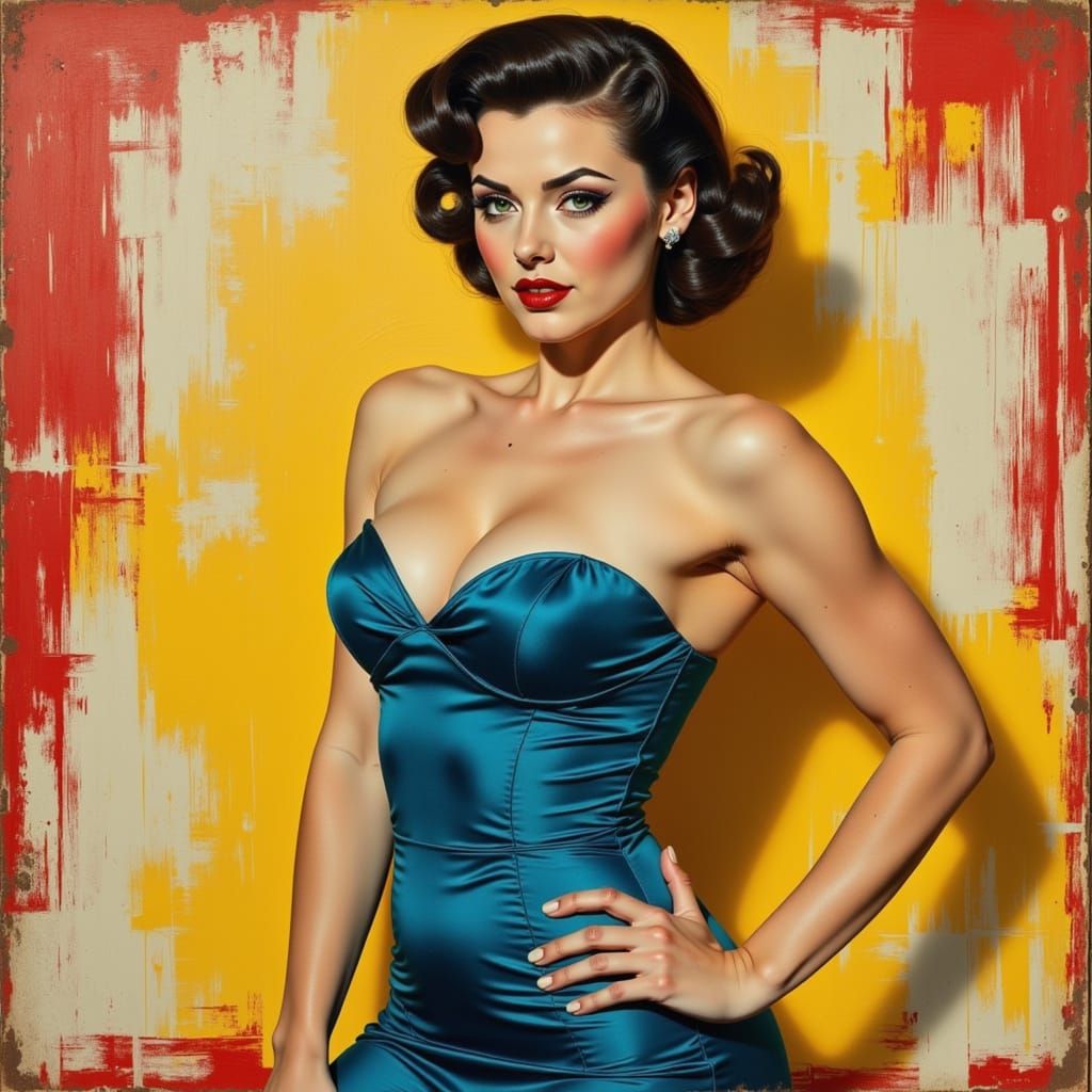 Confident Pin-Up in Zorn-Inspired Impasto Oil Painting