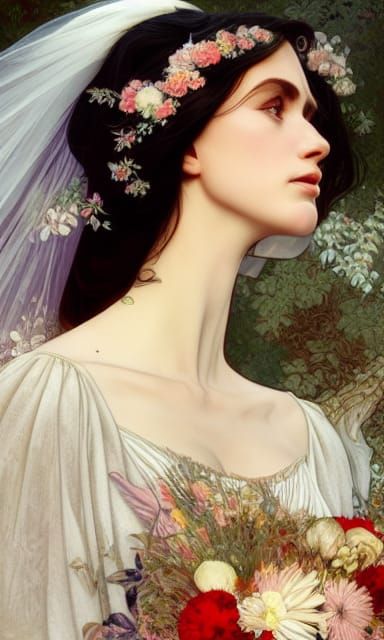 Sad Bride Portrait in Cinematic Art Style