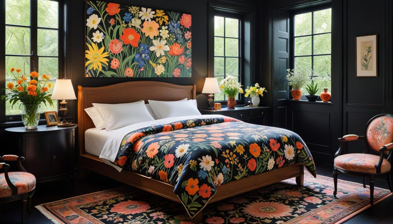 Floral Bedroom Oasis with French Doors