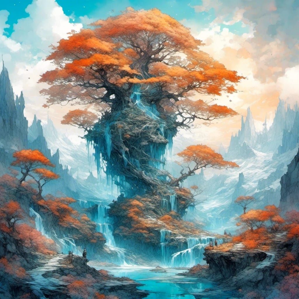 Magical Land of Fire and Ice Landscape