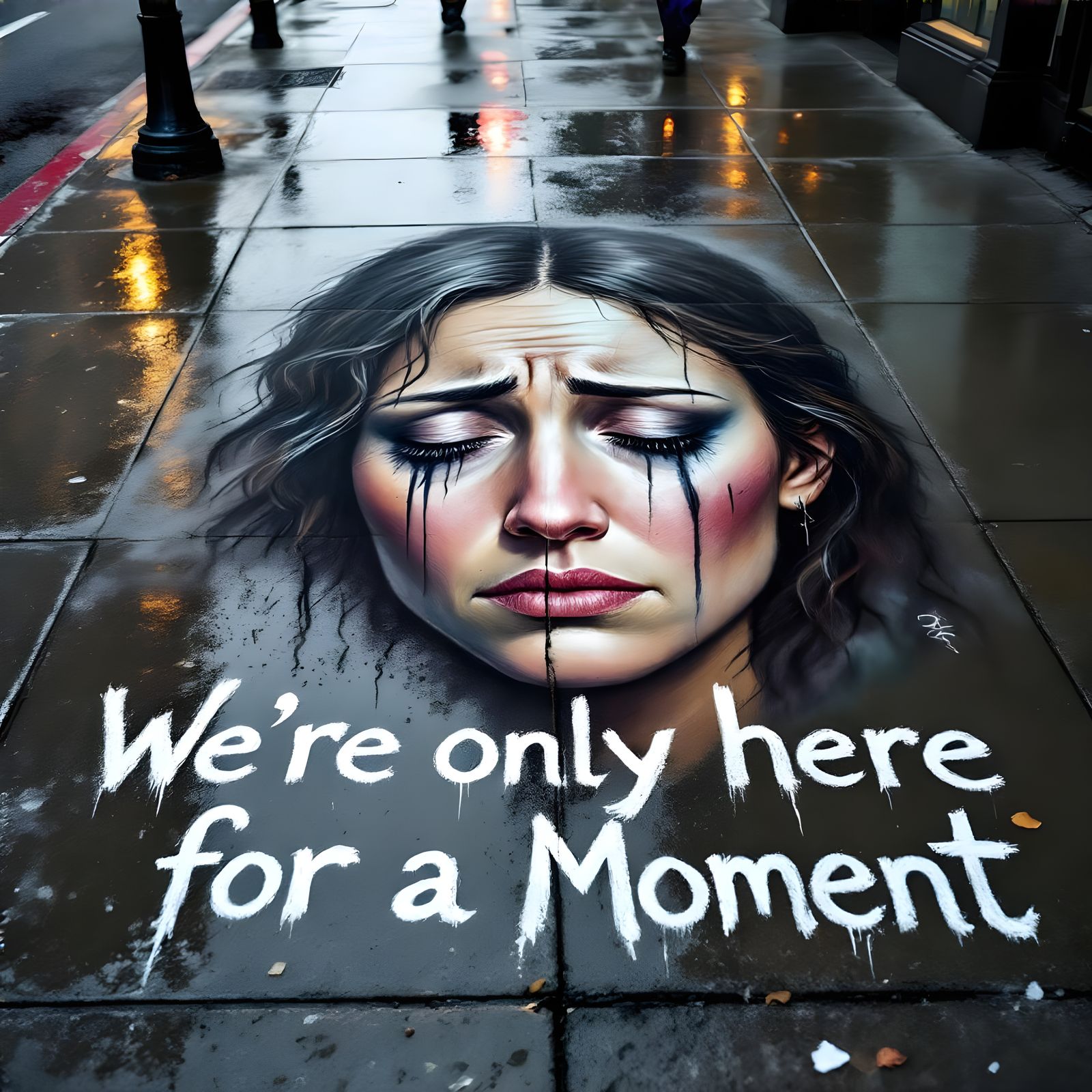 Sorrowful City Portrait in Fading Chalk