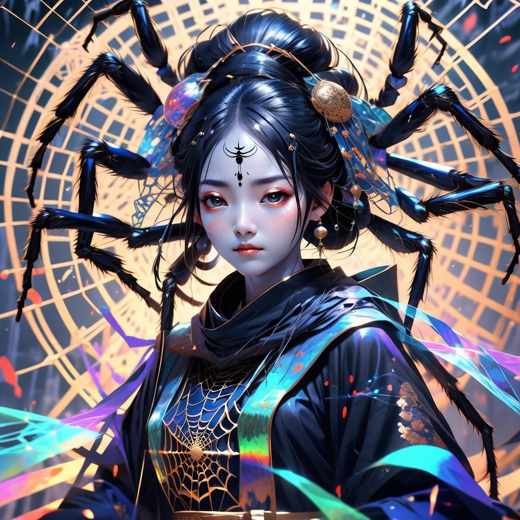 Spider Transforms to Woman in Anime Art Style