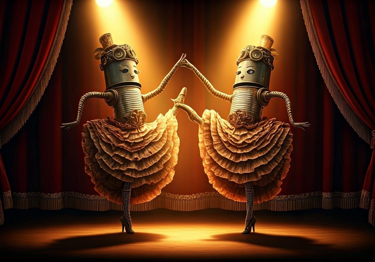 Tin Can Characters Perform Cancan Dance