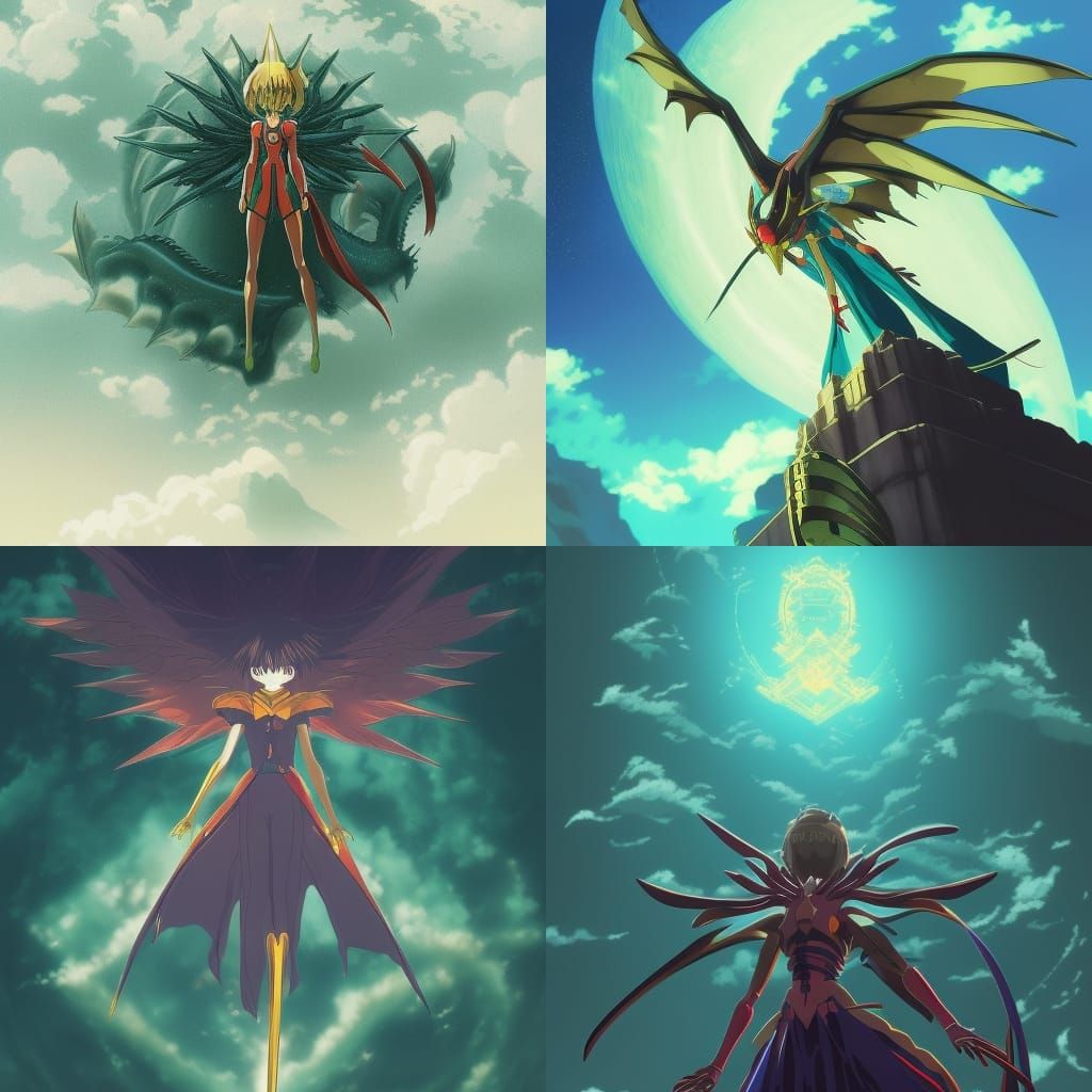 Anime Green Dragon Alchemical Symbol in Ghibli Style