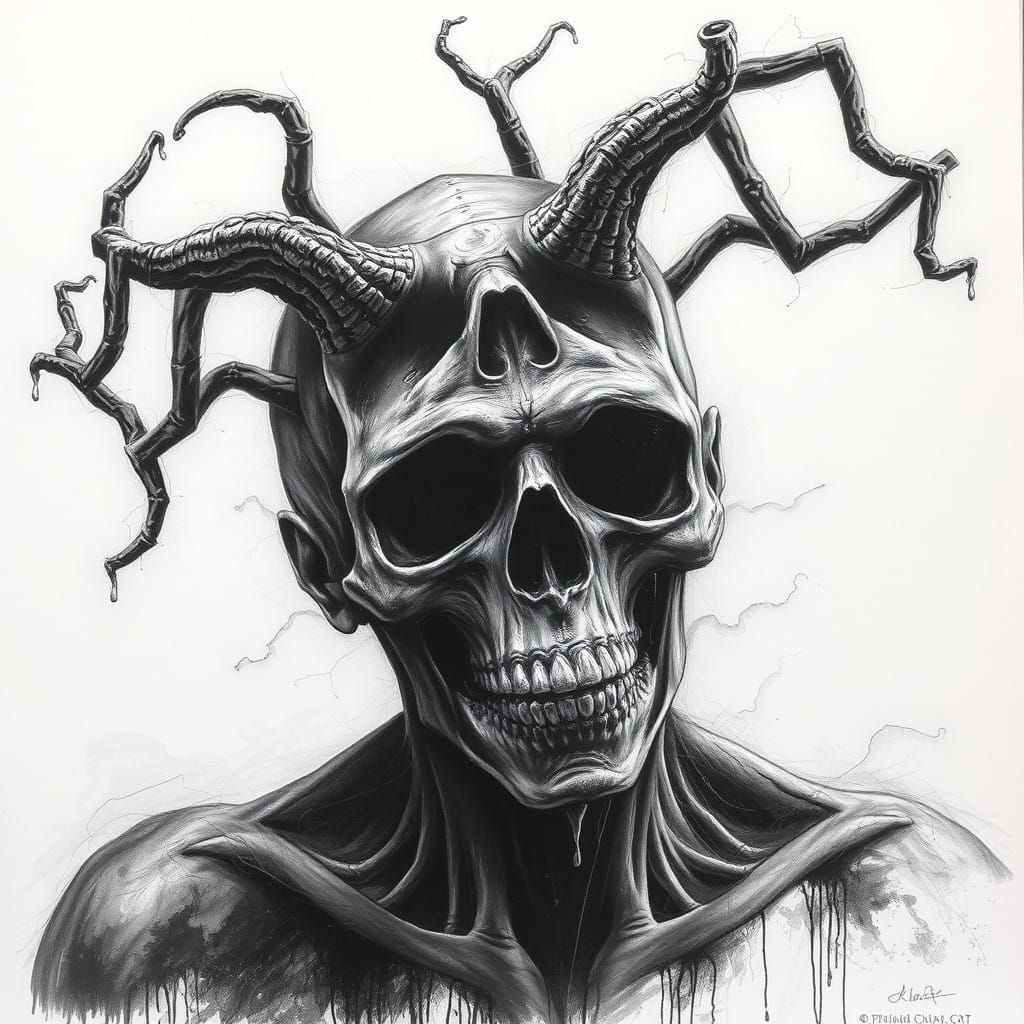 Sickly Figure Embracing Melancholy in Charcoal