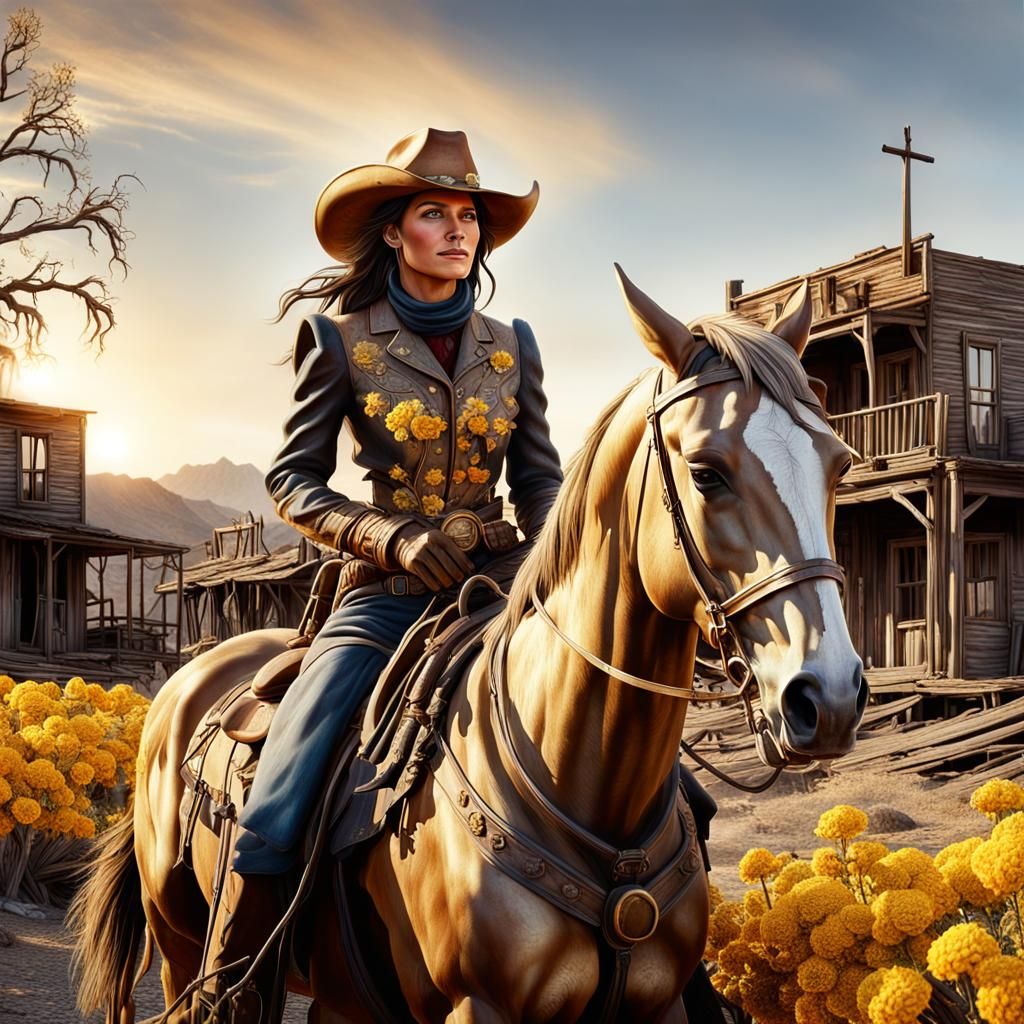 Golden Wild West Town Rediscovered at Sunrise