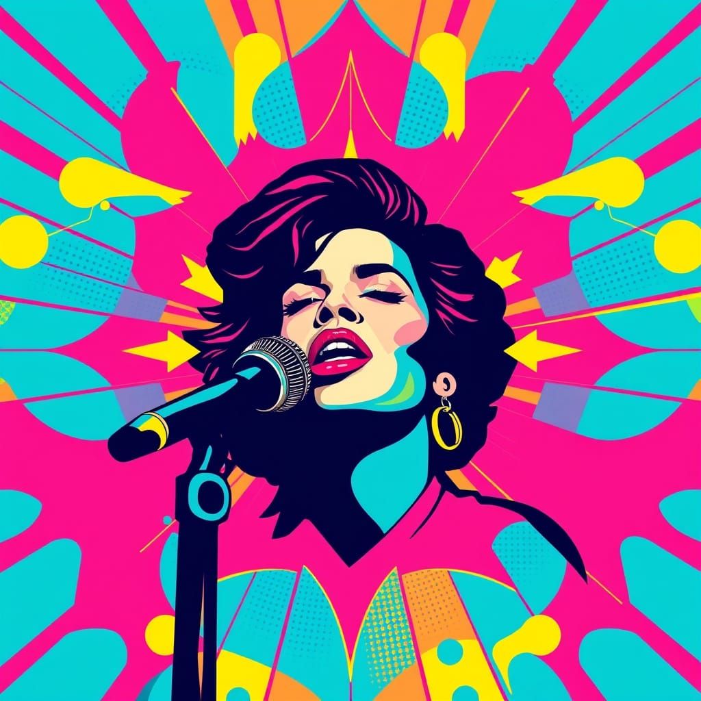 Electric Music Icon Radiates Colorful Energy