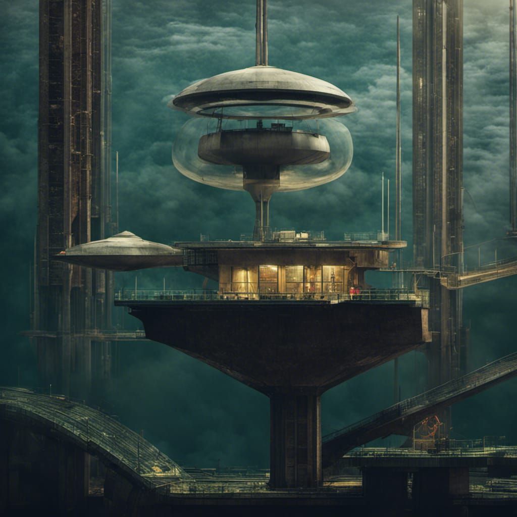 Platforms in the Air: A Futuristic Scene