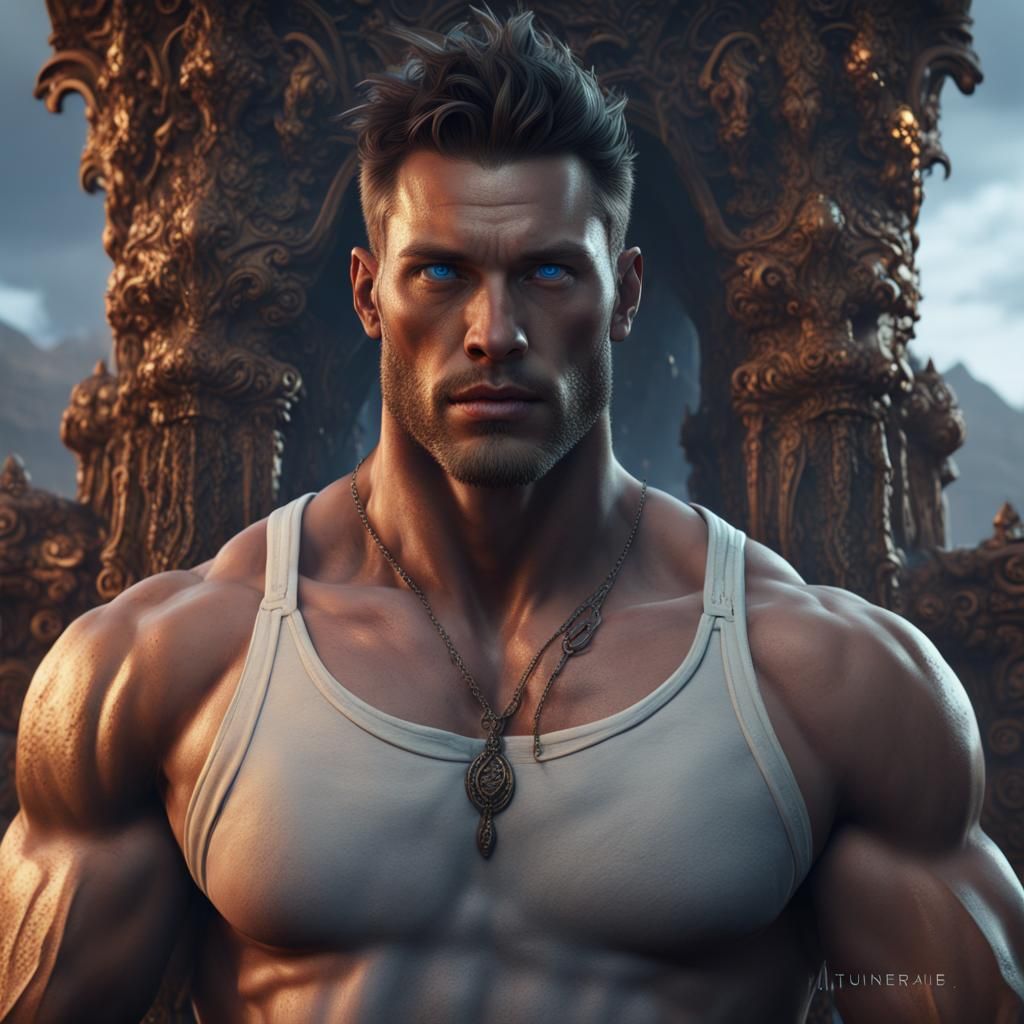 Jaw Dropping Muscular Man with Blue Eyes