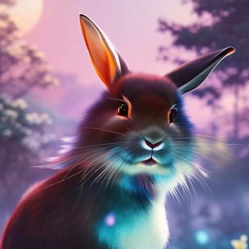 Anime Samurai Rabbit Digital Illustration in 16k