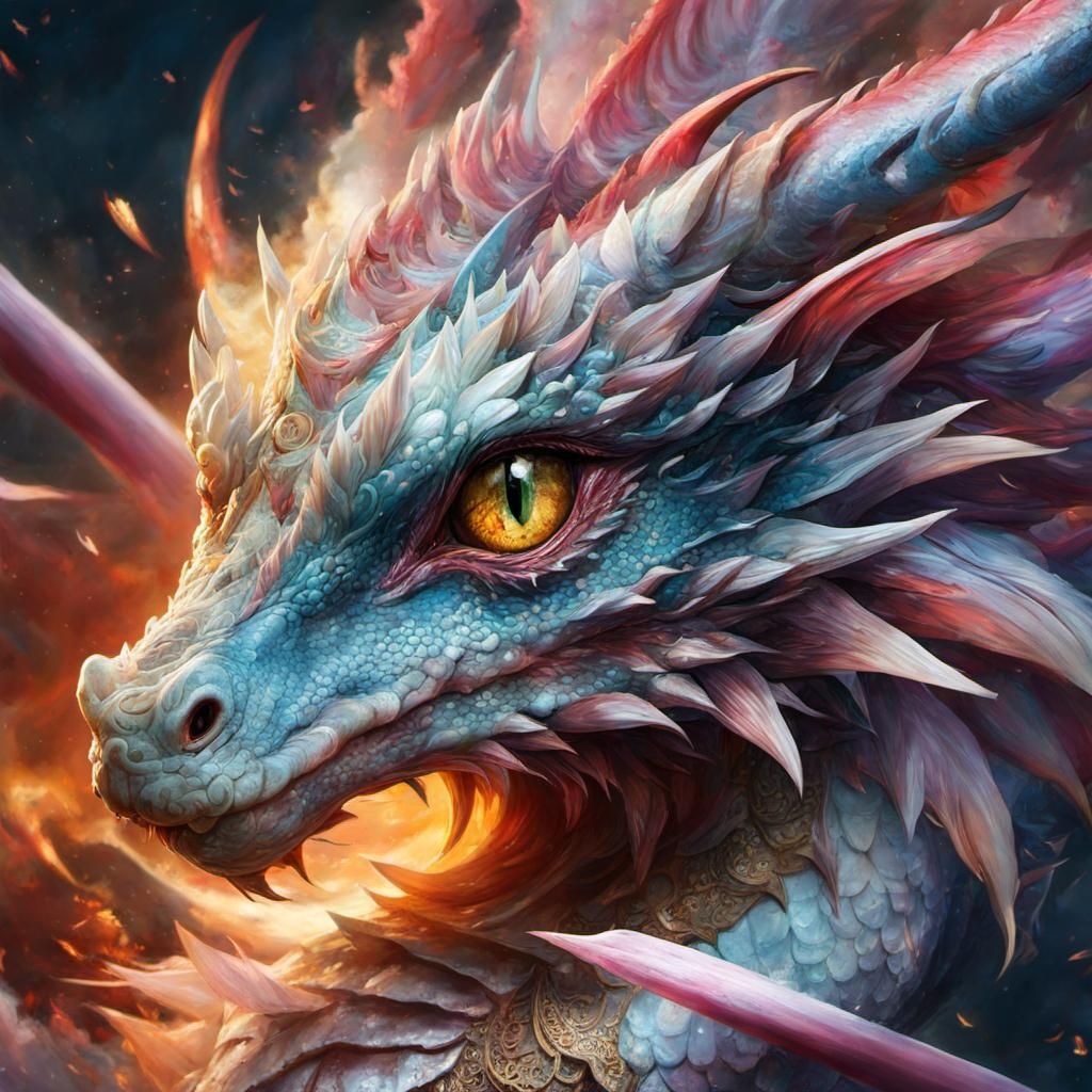Vibrant Anime Dragon Portrait with Detailed Eyes
