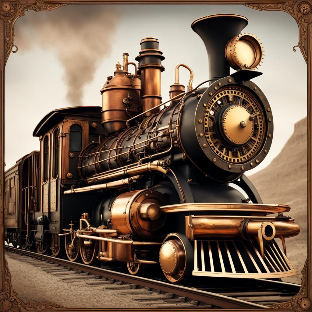 Steampunk Locomotive with Engineer Aboard