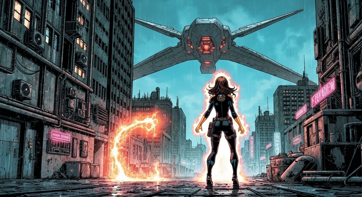 Judge Anderson Psychic Aura Confronts Alien Ship Over Dystop...