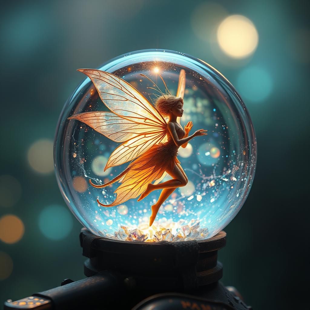 Fairy in Crystal Orb: Storybook Illustration in 8k