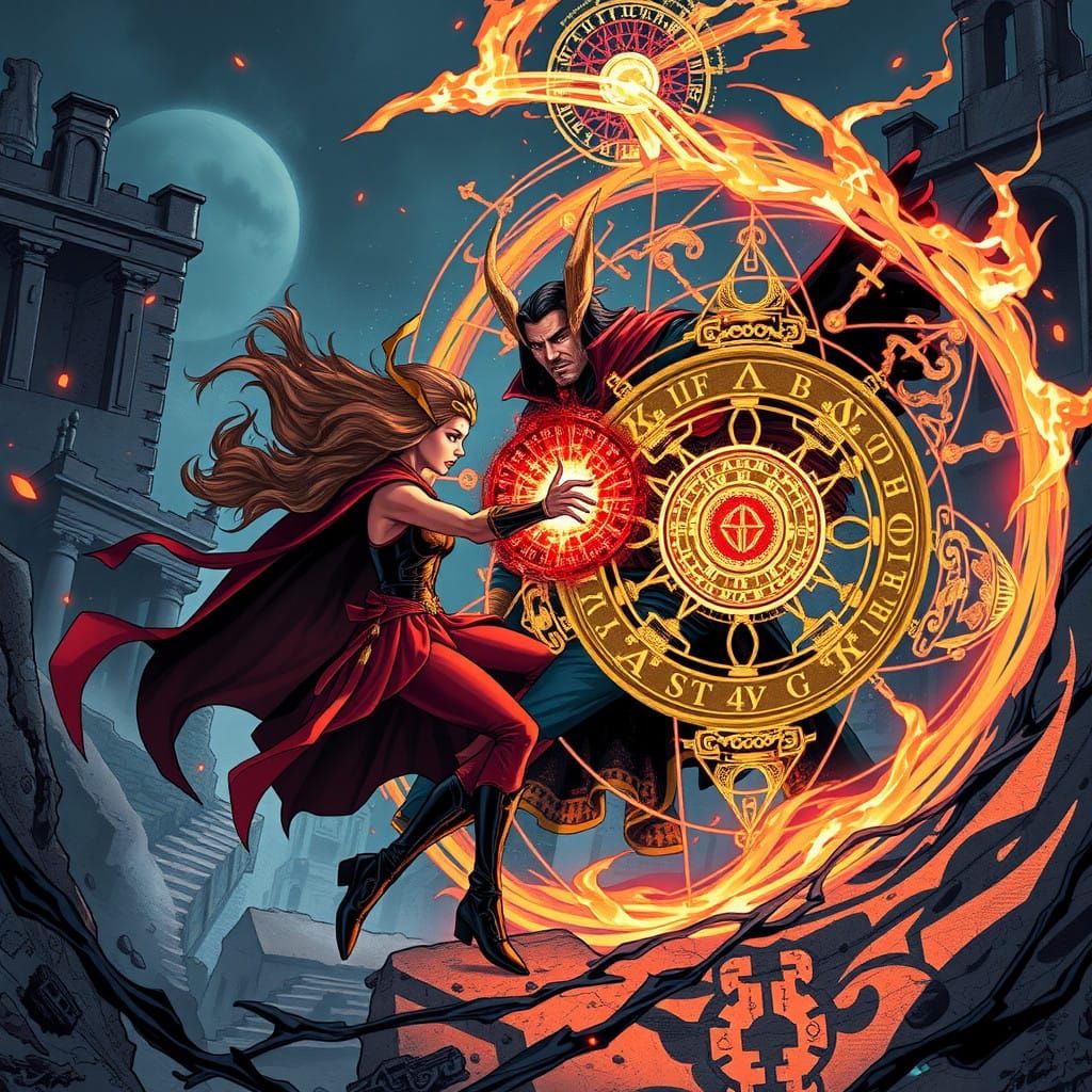 Scarlet Witch versus Doctor Strange in a Dark, Mystical Real...