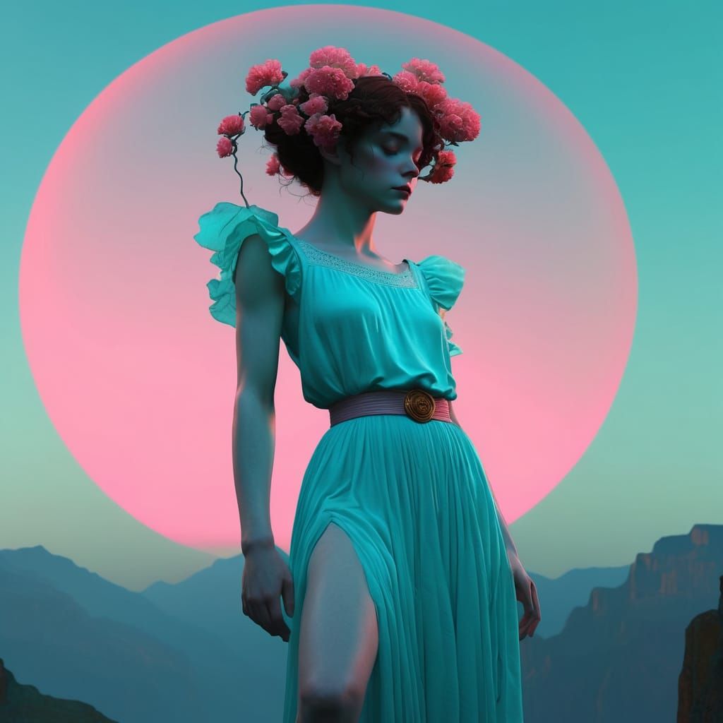 Fantastical Dancer with Halo of Light in Pastel Colors