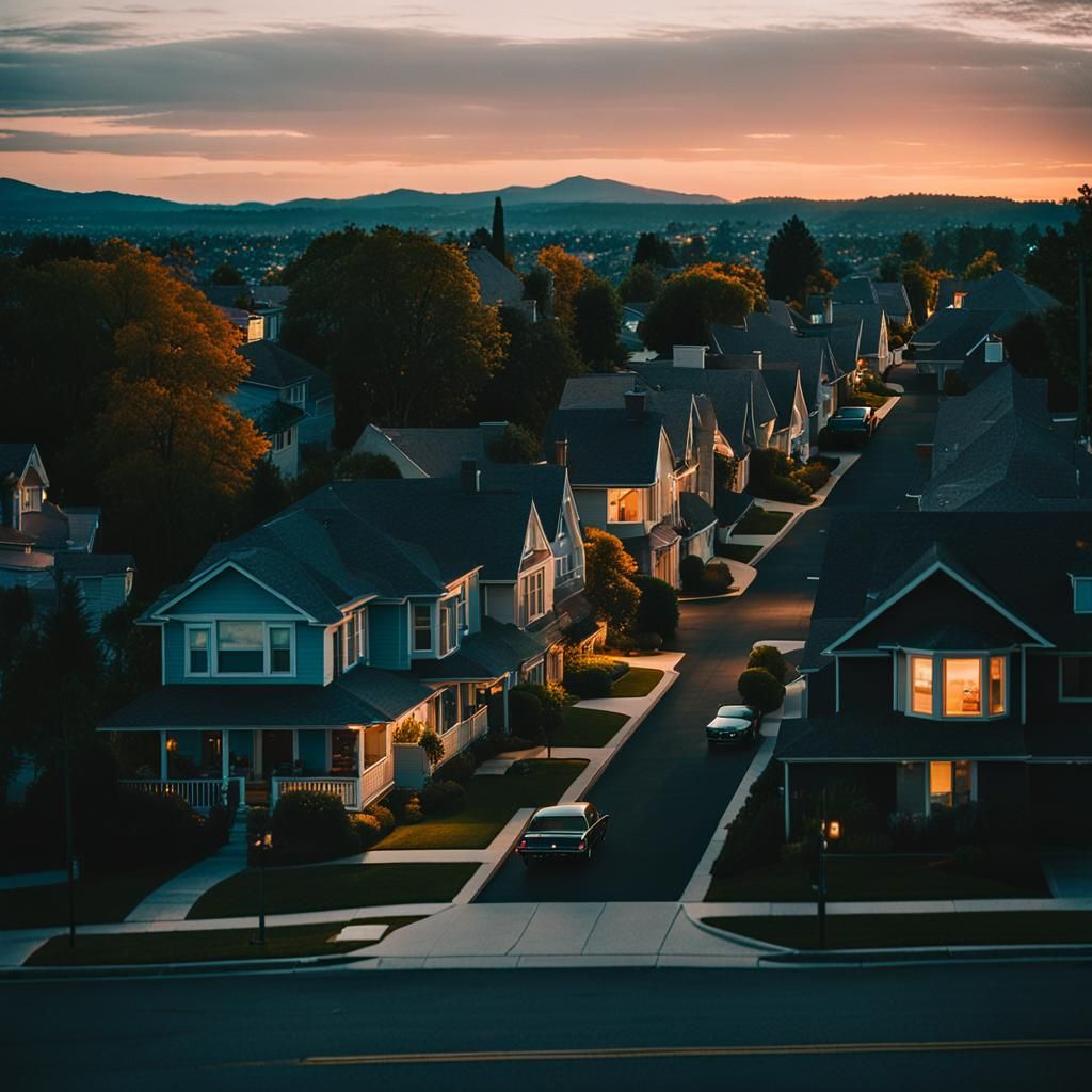 Quiet American Suburb in Cinematic 35mm Film