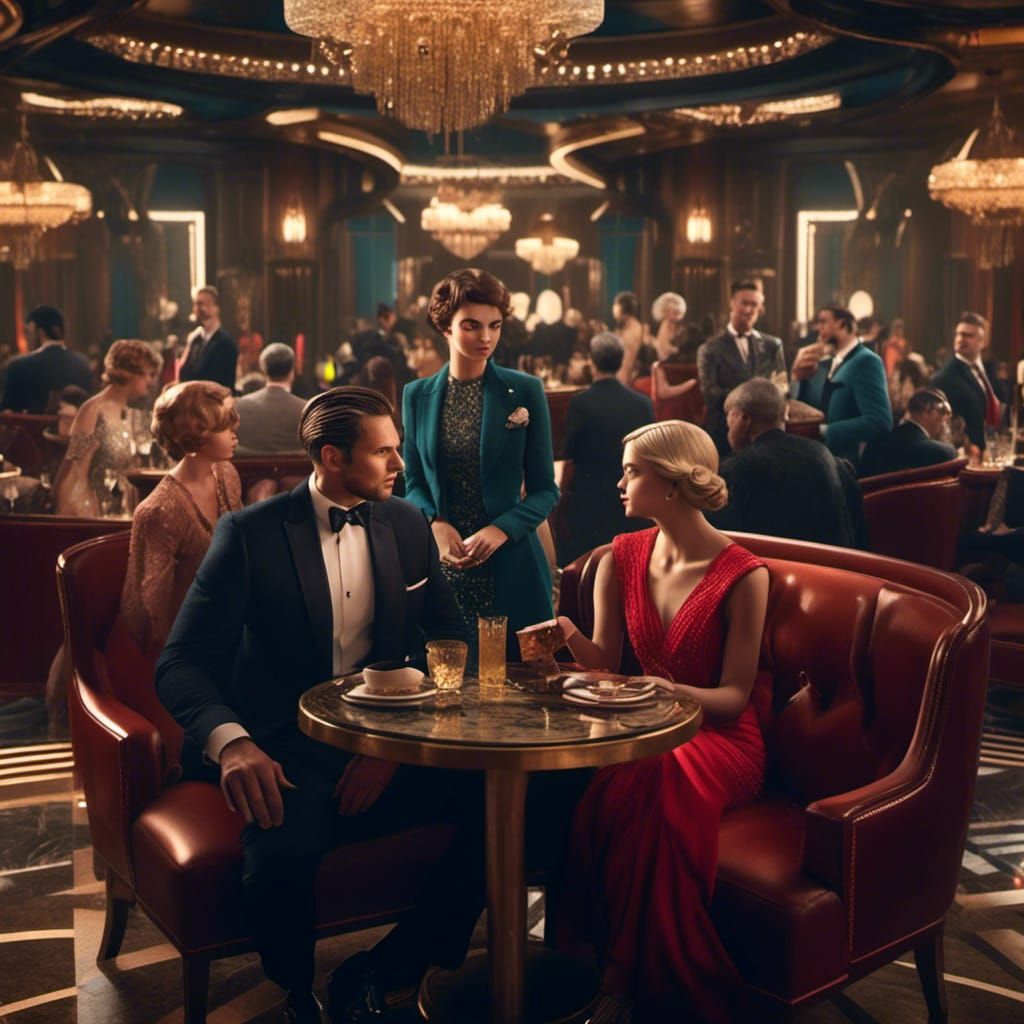 Art Deco Lounge Scene with Jazz Music