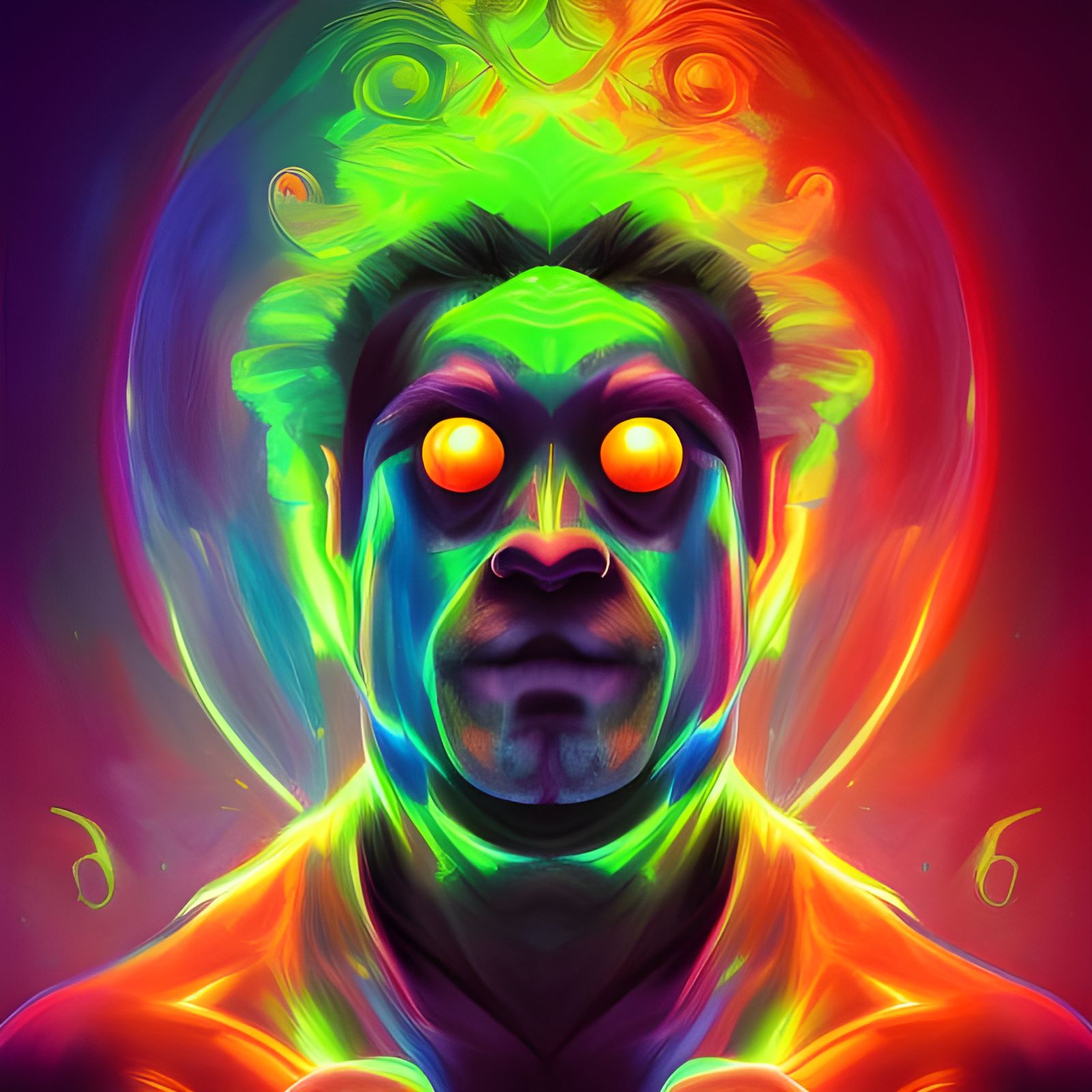 Neon Leprechaun Portrait in Vivid Oil Painting Style