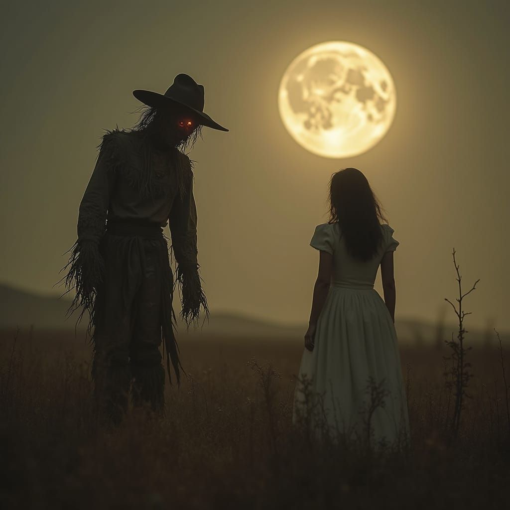 Feldgeister Scarecrow in Moonlit Field