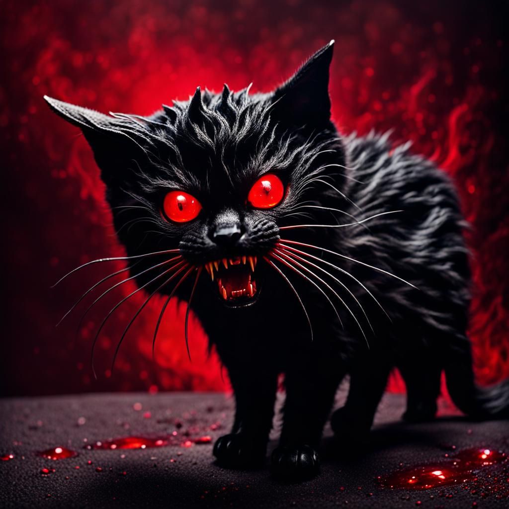 Eldritch Black Horror Cat of Tar and Stardust