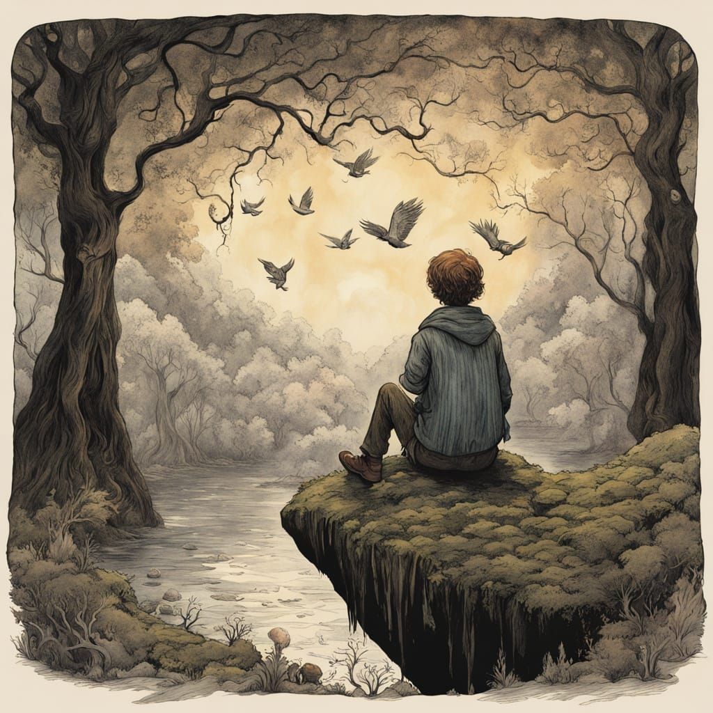 Enchanted Forest: Child Gazing at the Cosmos