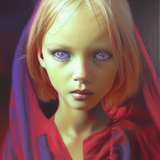 Demon Girl in Oil Painting Style