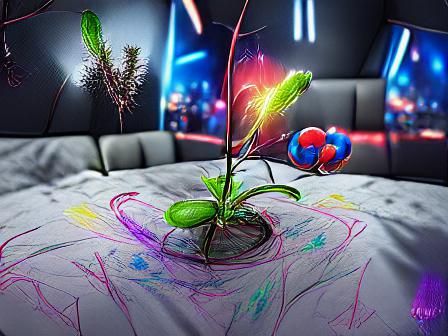 Electric Plant Growing from Drawing: A Surreal Scene