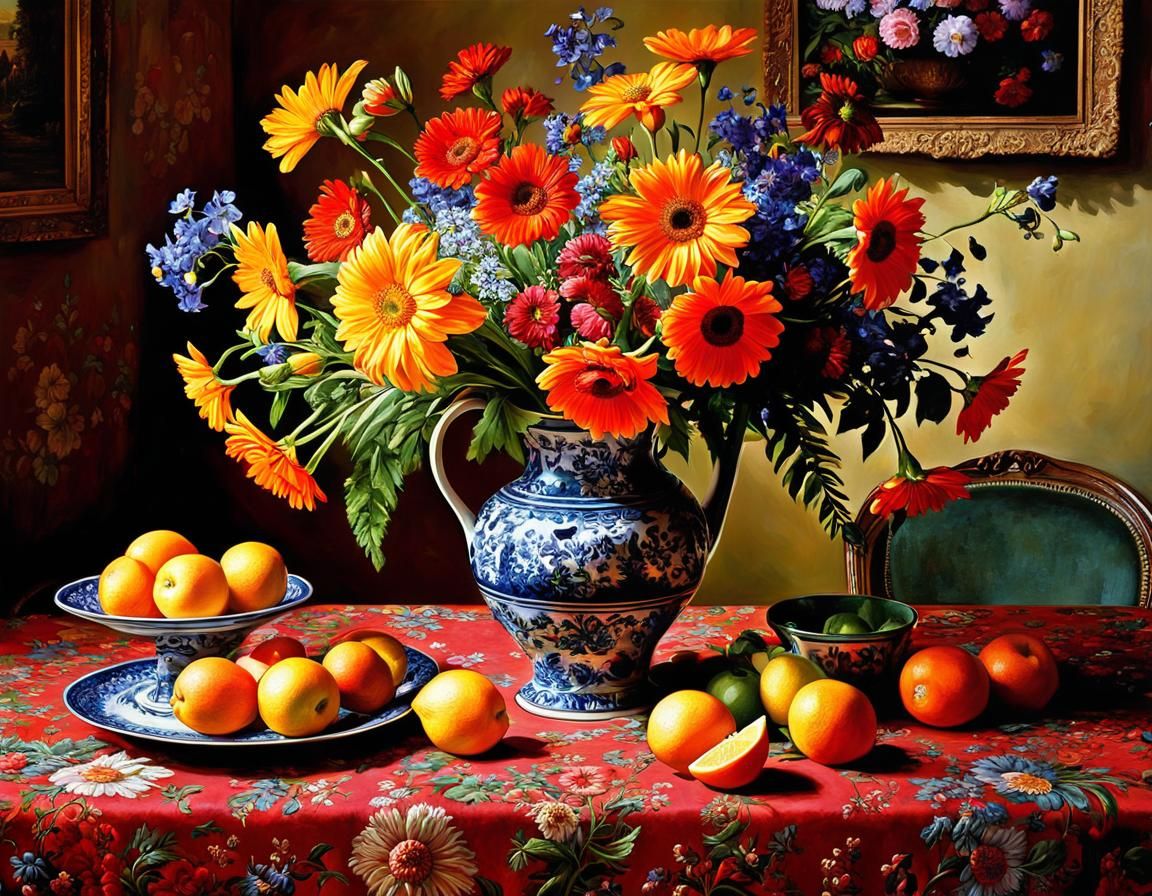 Intricate Floral Jigsaw Puzzle with Missing Piece