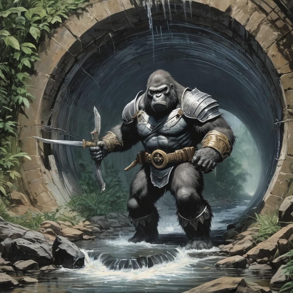 Armored King Kong in Culvert, Comic Book Art