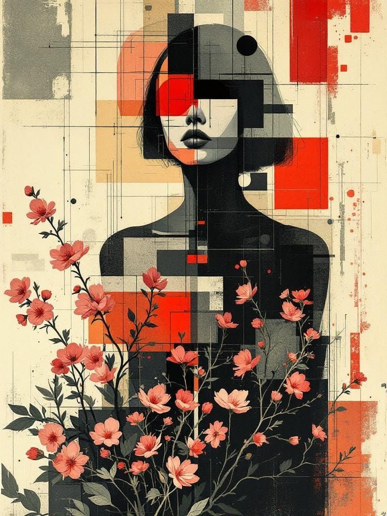 Mondrian Meets Pin-Up: Vintage Newspaper Print Fusion