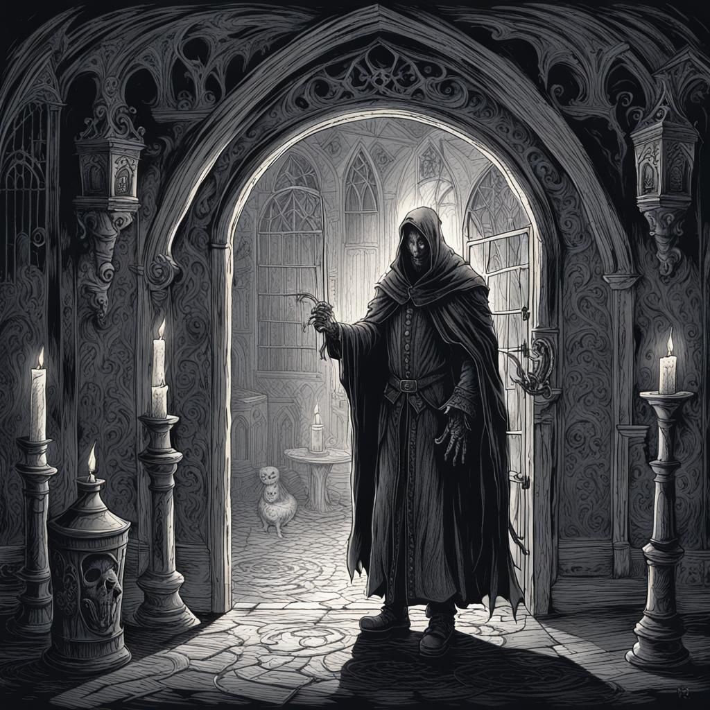 Grimdark Biopunk Figure in Haunted House