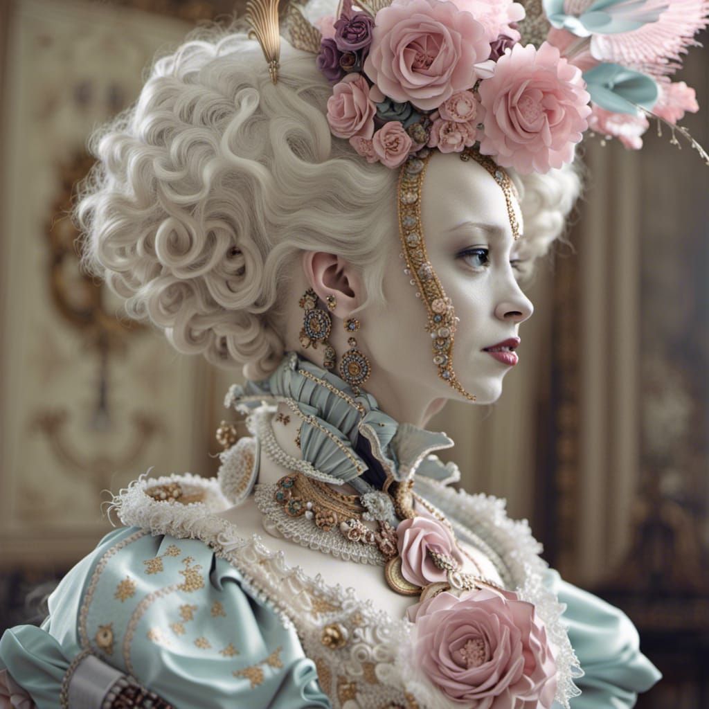 Robotic Marie Antoinette in Baroque Style
