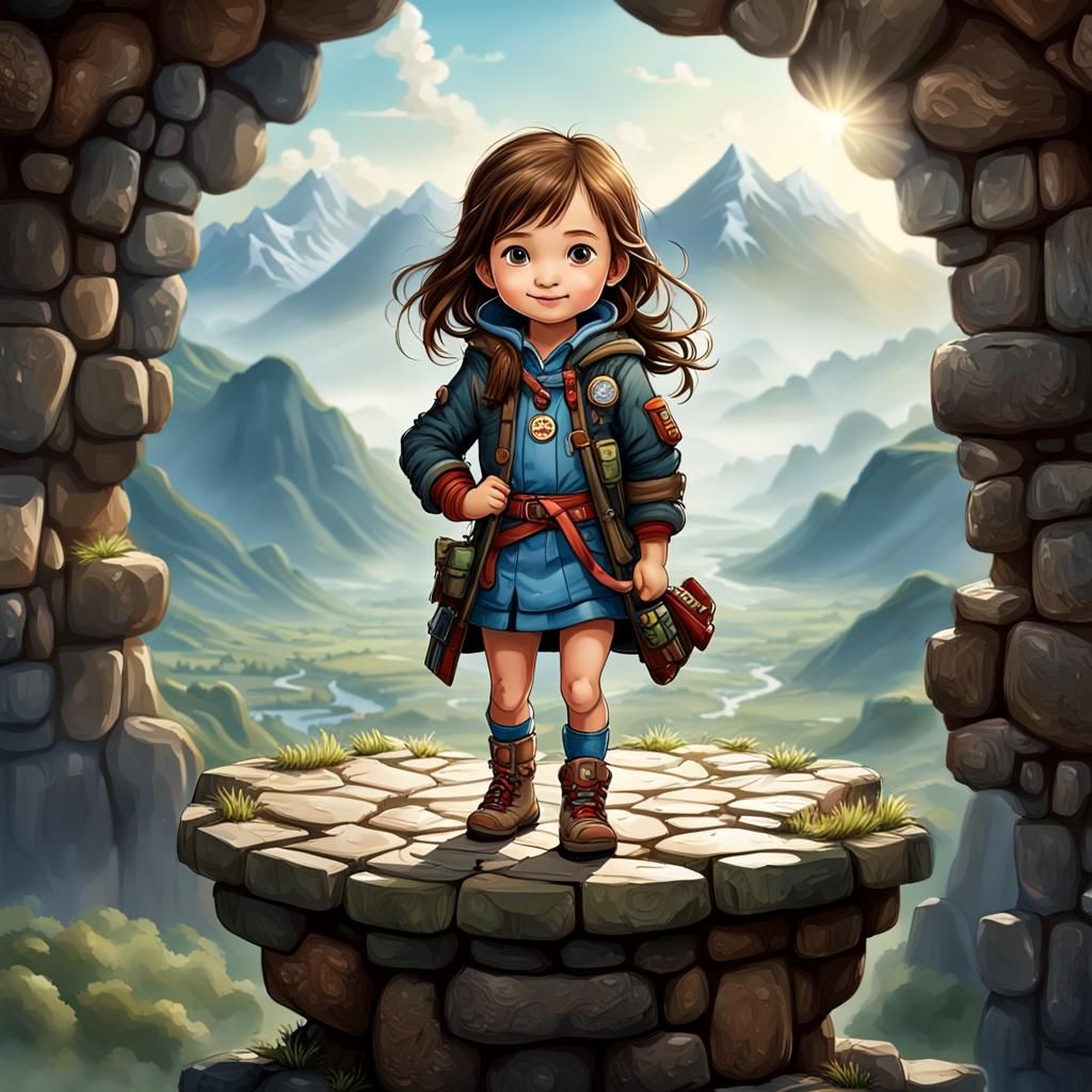 Adorable Chibi Character Portrait with Bokeh Lighting