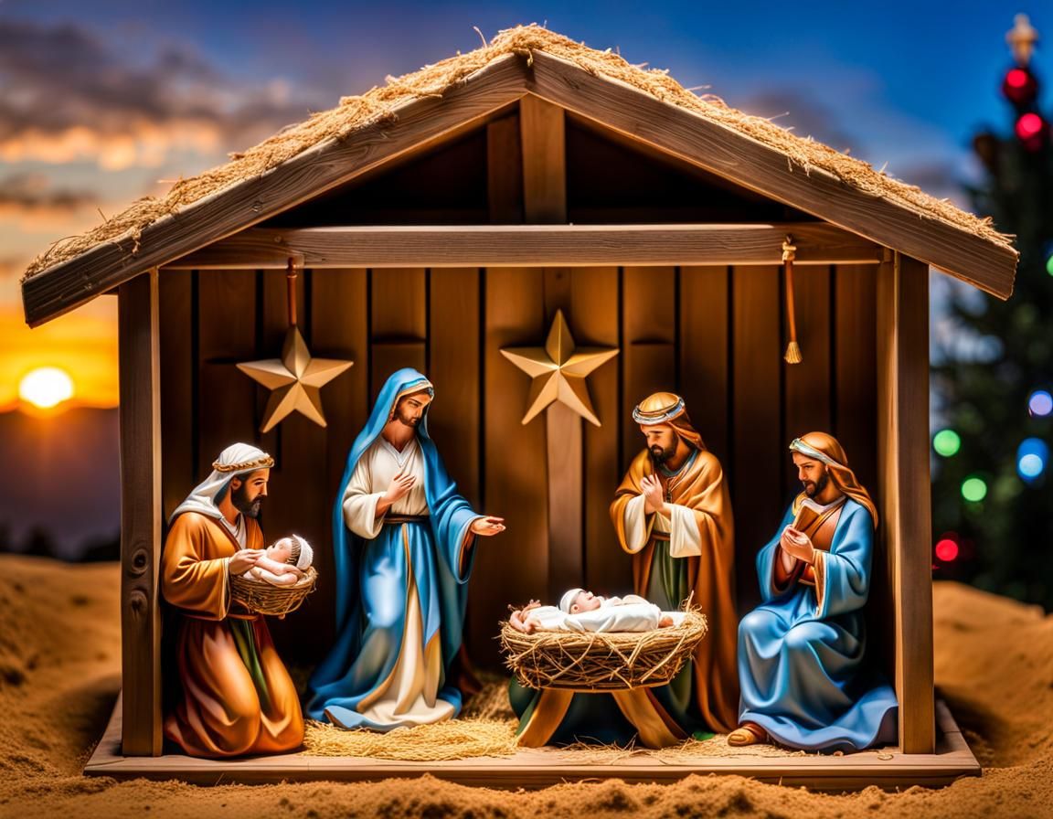 Hyperrealistic Nativity Scene with Baby Jesus