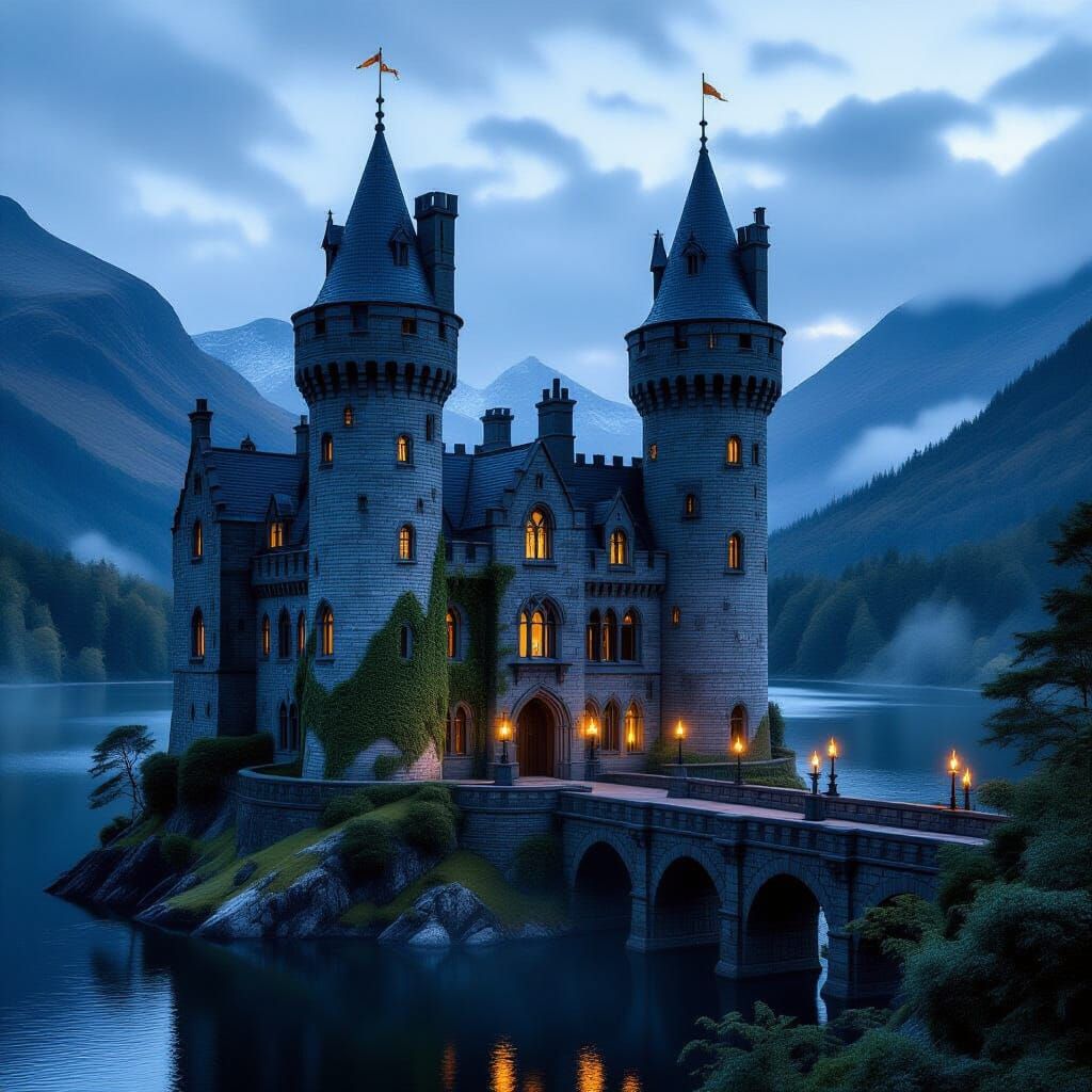 Majestic Medieval Castle on Scottish Highland Cliff