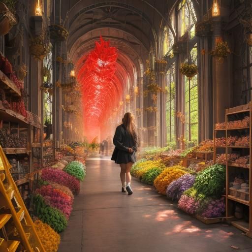 Abstract Geometric Botanical Oil Painting in 3D