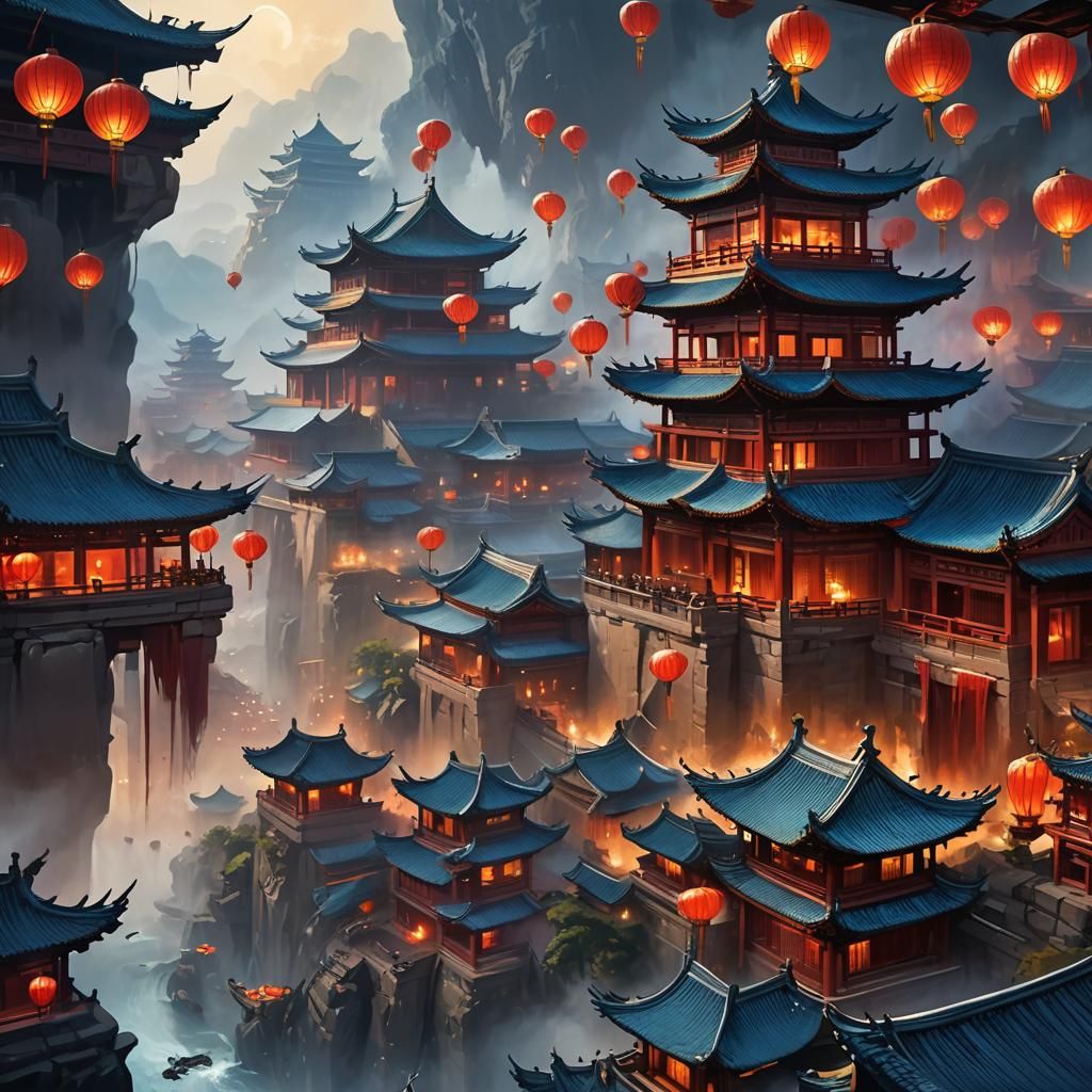 Ancient China Cityscape Concept Art in Unreal Engine