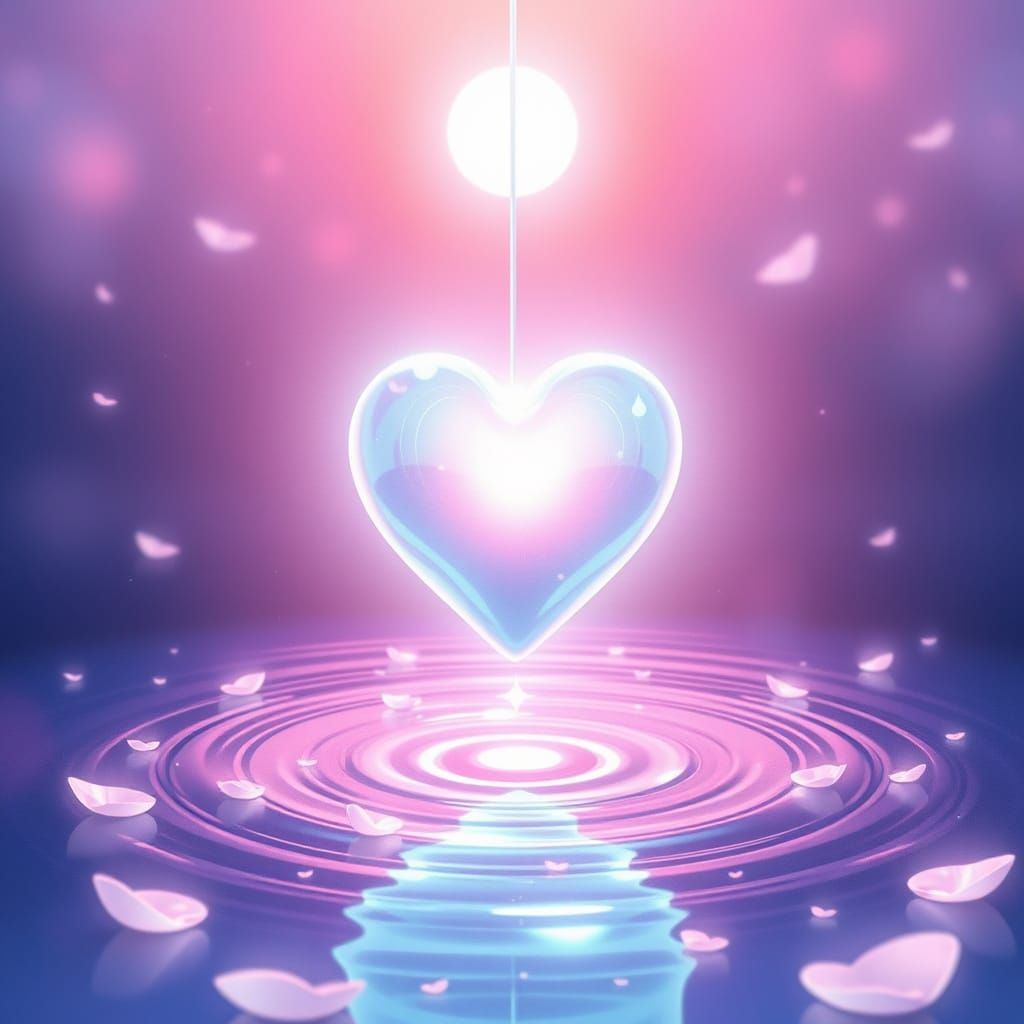 Glowing Heart in Pastel Hues of Anime Dreamscapes