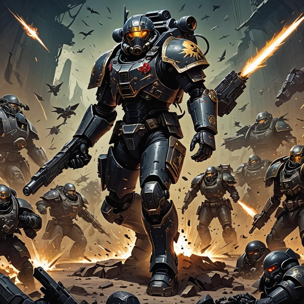 Helldivers 2 Raven Guard Soldier in Anime Style