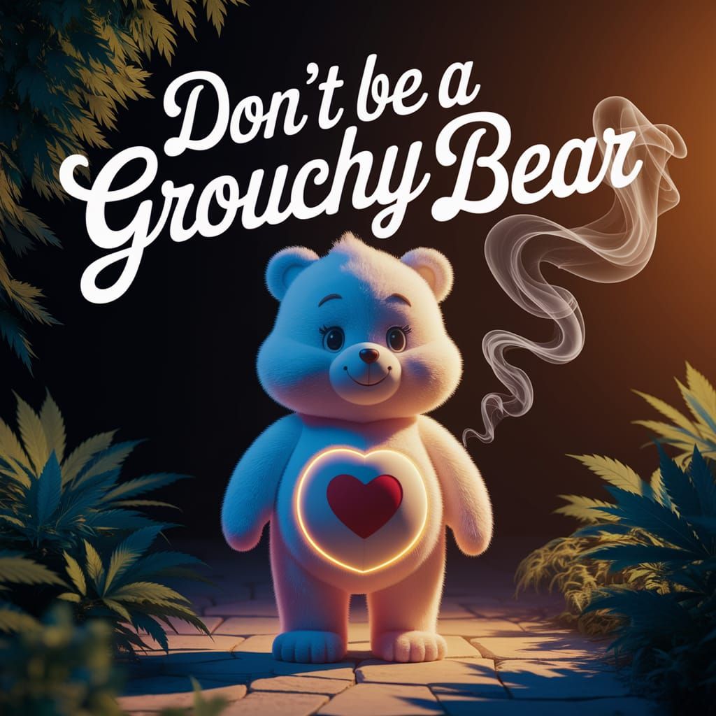 3D Care Bear with Marijuana Smoke and Message