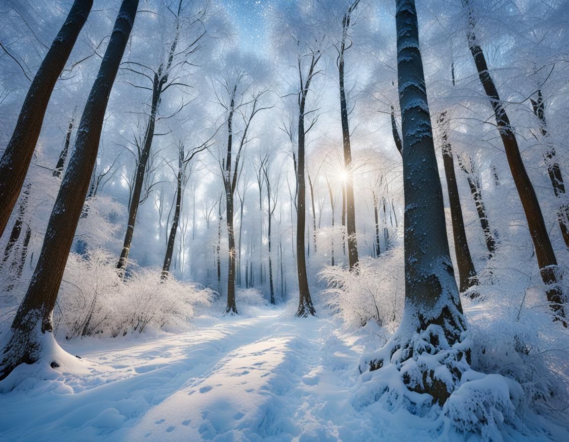 Icy Winter Forest: A Sparkling Mosaic Landscape
