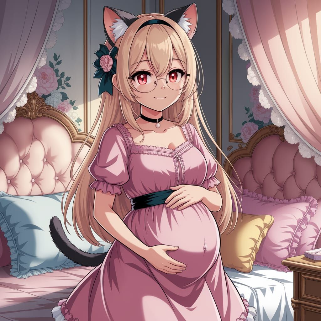 Serene Anime Girl in Cozy Bedroom Scene