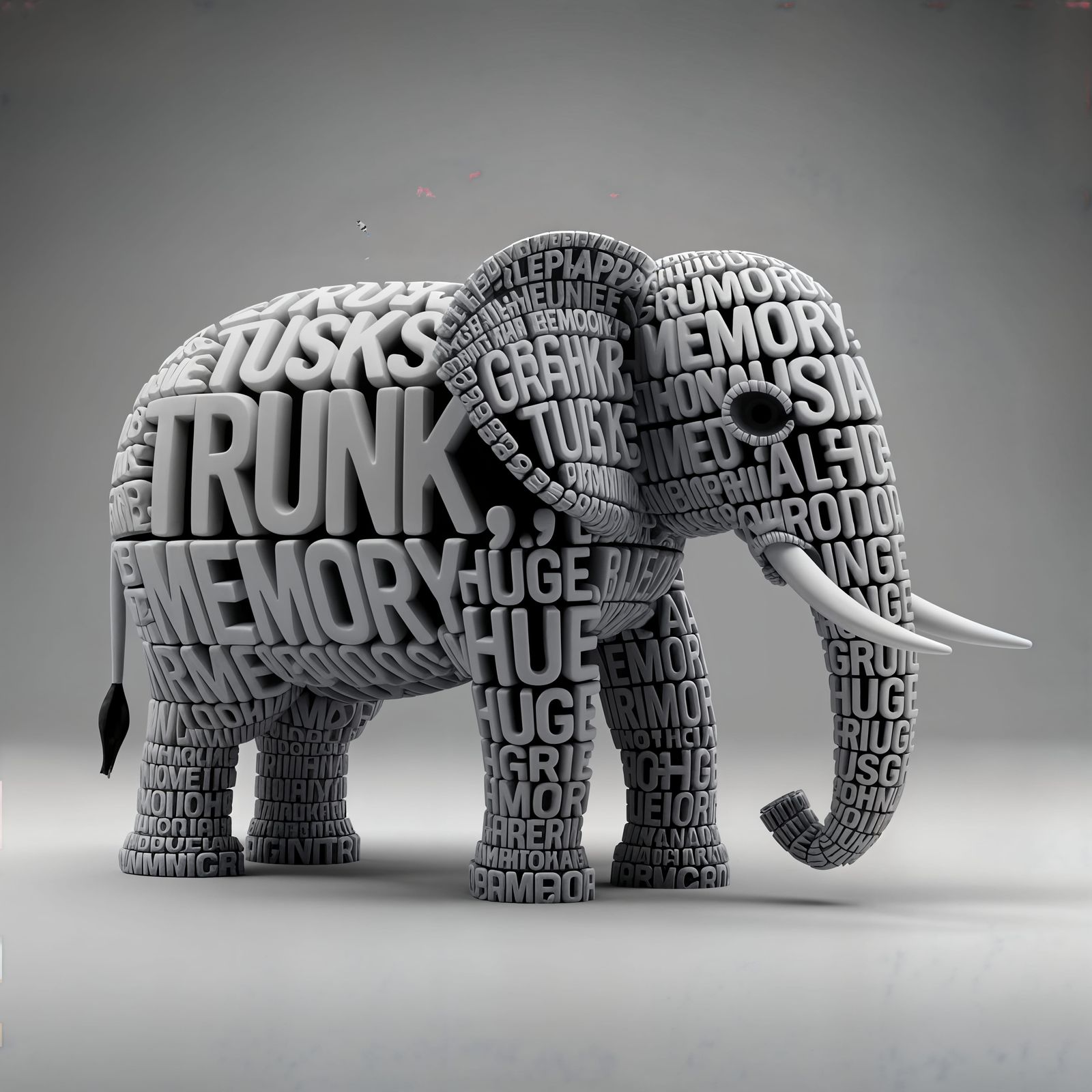 Elephant Typographic Masterpiece in Gray Digital Art