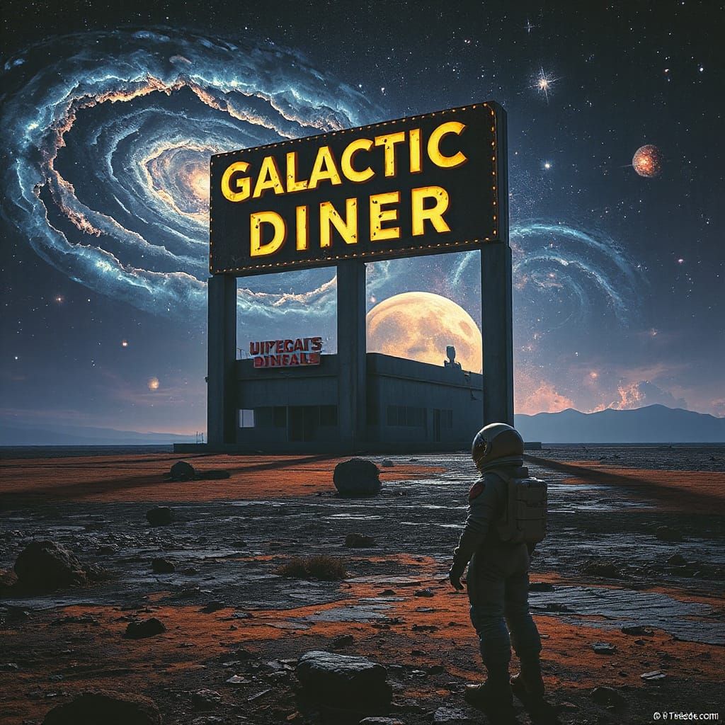 Cosmic Explorer Stares Up at Flickering Galactic Diner Sign ...