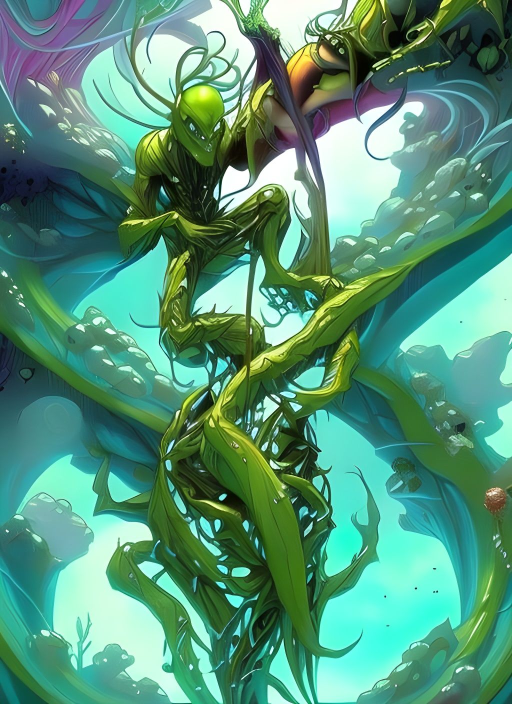 Underwater Alien in Colorful Ecosystem