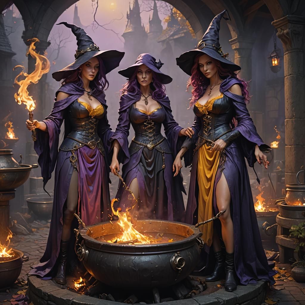 Witches' Brew: A Dark Fantasy Art Piece
