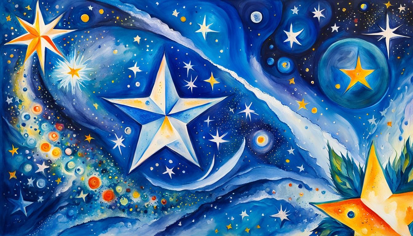 Binary Star System in Impressionist Gouache Style